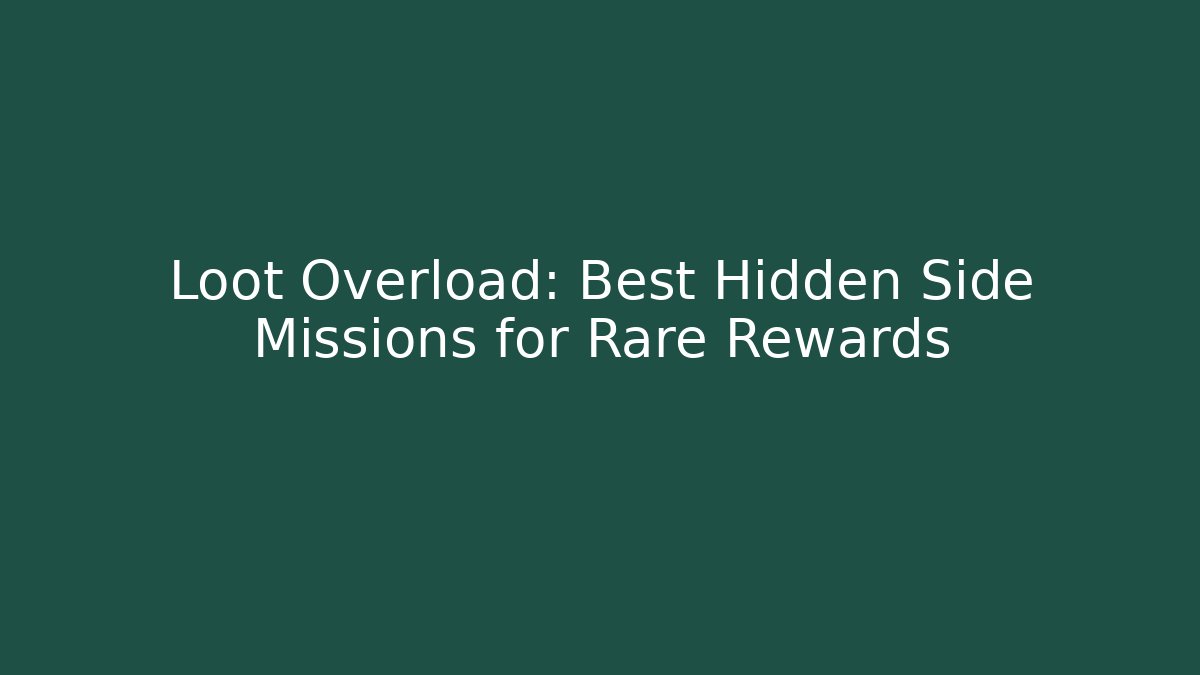 Loot Overload: Best Hidden Side Missions for Rare Rewards