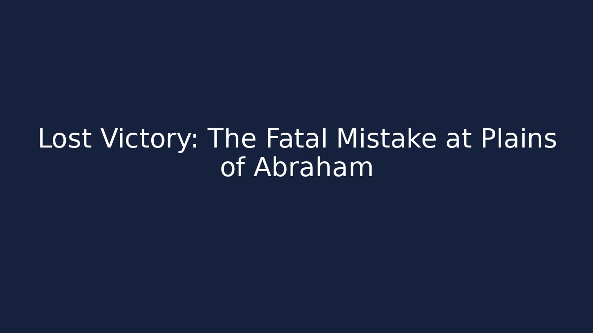 Lost Victory: The Fatal Mistake at Plains of Abraham