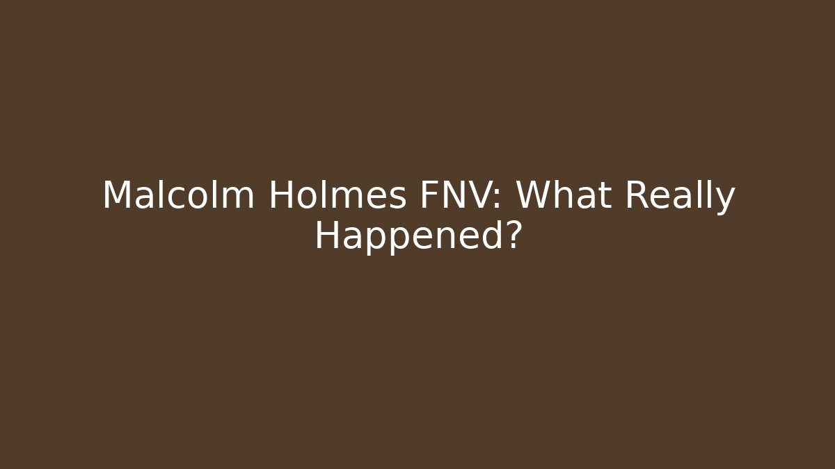 Malcolm Holmes FNV: What Really Happened?