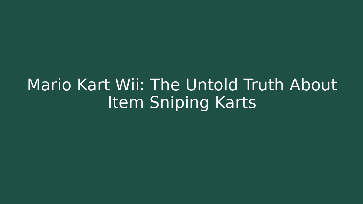 Mario Kart Wii: The Untold Truth About Item Sniping Karts