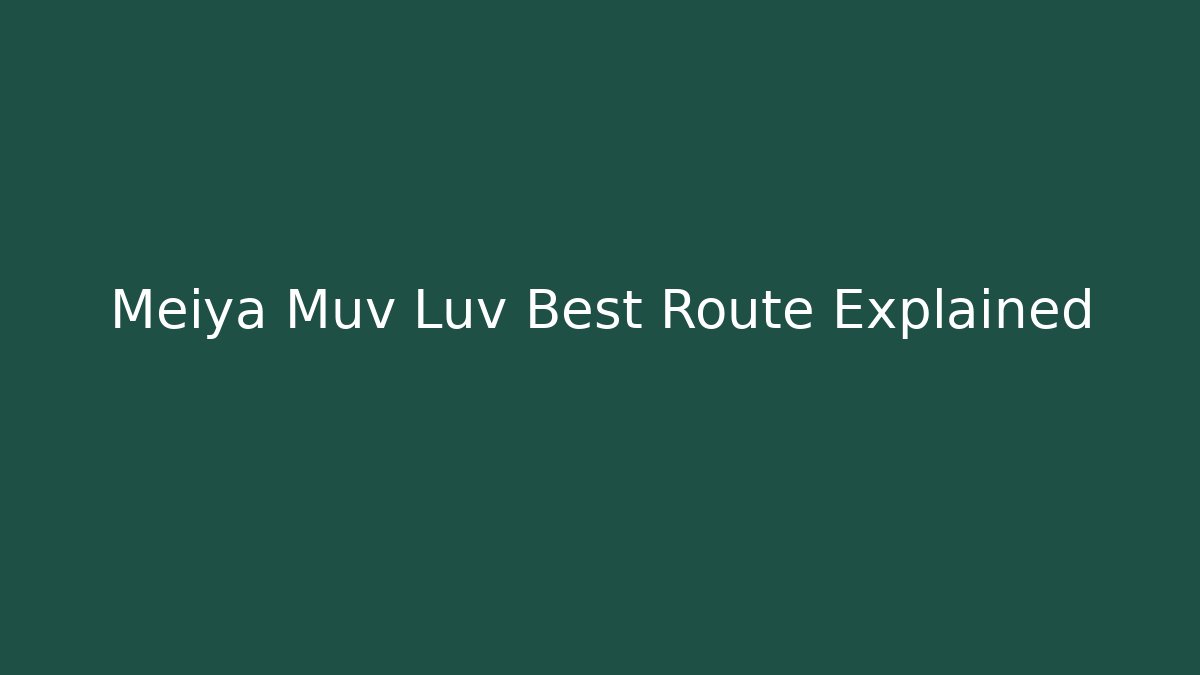 Meiya Muv Luv Best Route Explained