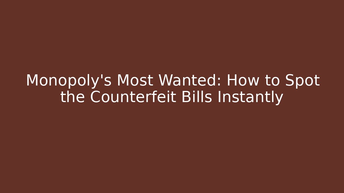 Monopoly’s Most Wanted: How to Spot the Counterfeit Bills Instantly