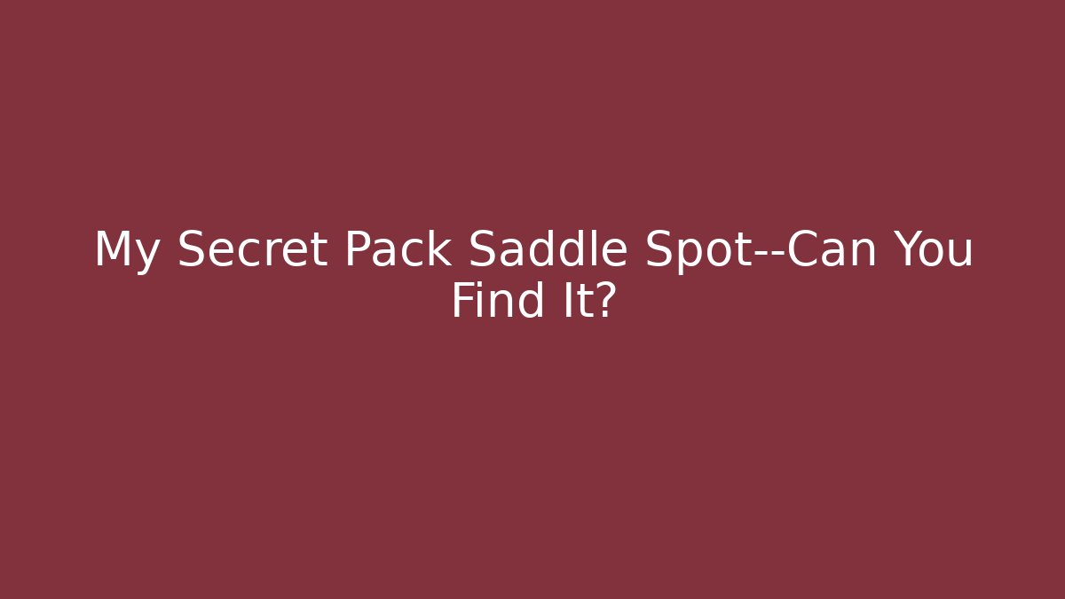My Secret Pack Saddle Spot—Can You Find It?