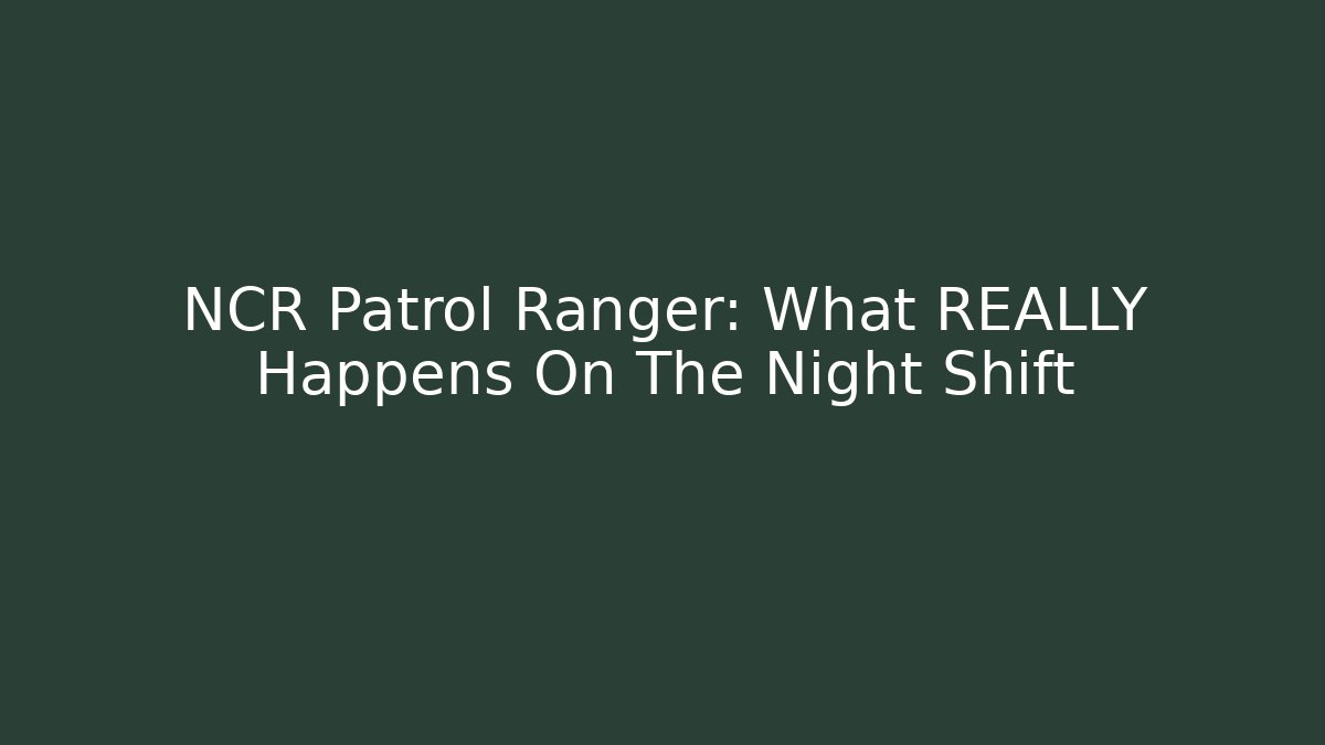 NCR Patrol Ranger: What REALLY Happens On The Night Shift