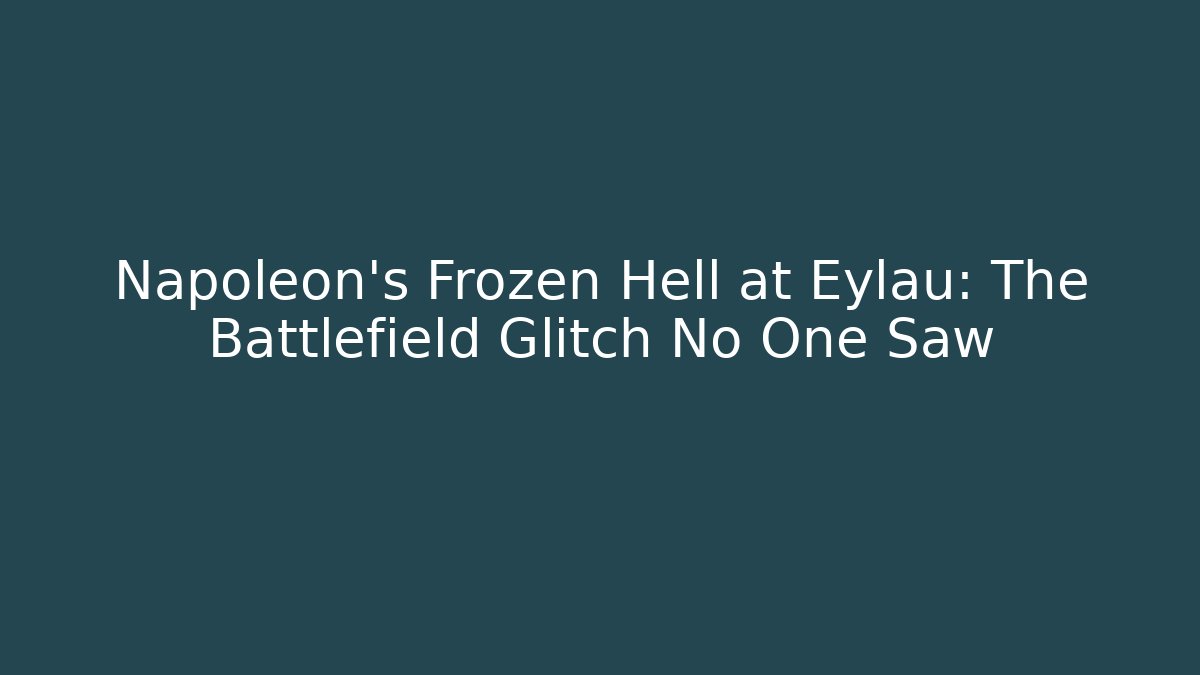 Napoleon’s Frozen Hell at Eylau: The Battlefield Glitch No One Saw