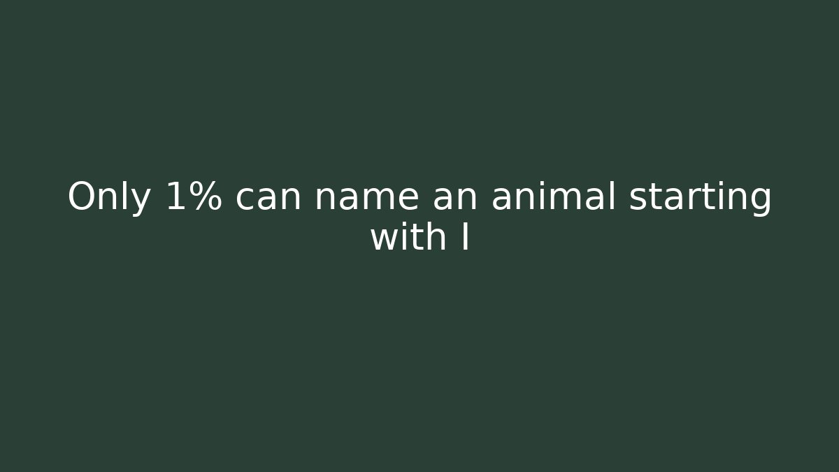 Only 1% can name an animal starting with I