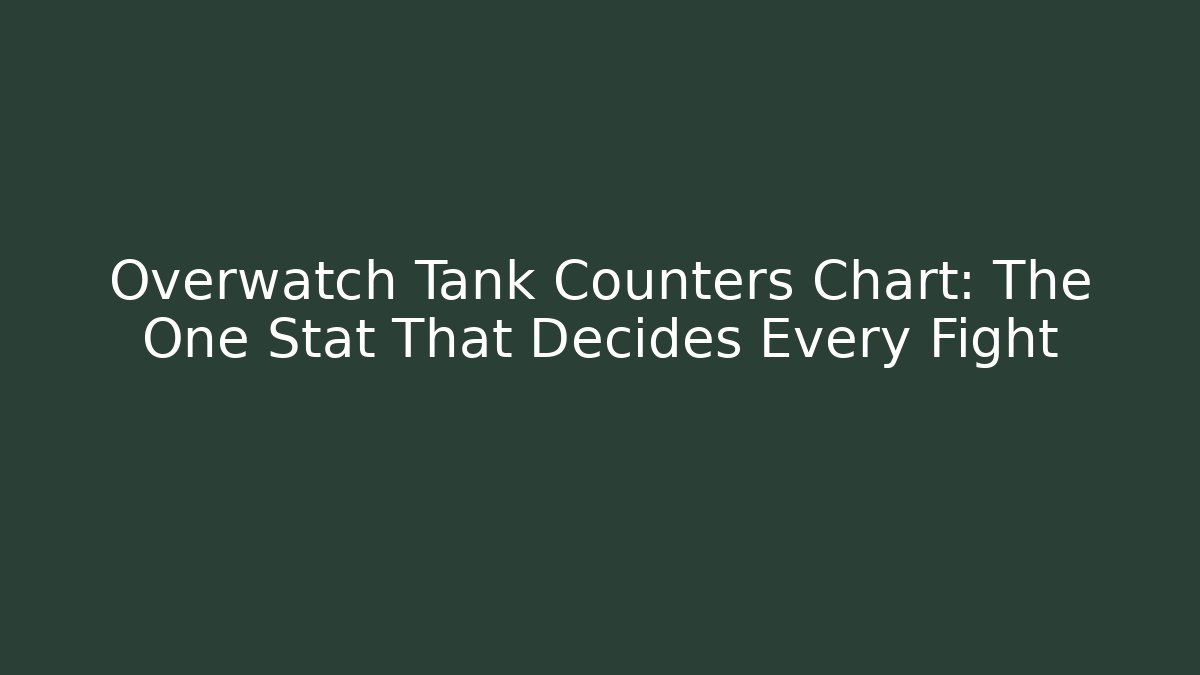 Overwatch Tank Counters Chart: The One Stat That Decides Every Fight