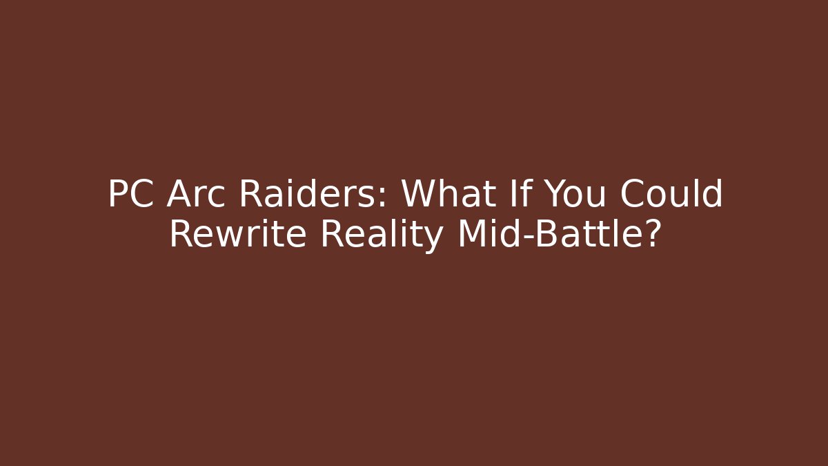 PC Arc Raiders: What If You Could Rewrite Reality Mid-Battle?