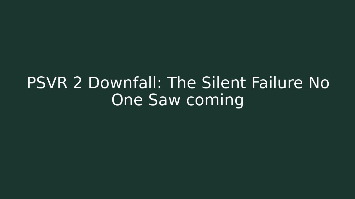 PSVR 2 Downfall: The Silent Failure No One Saw coming
