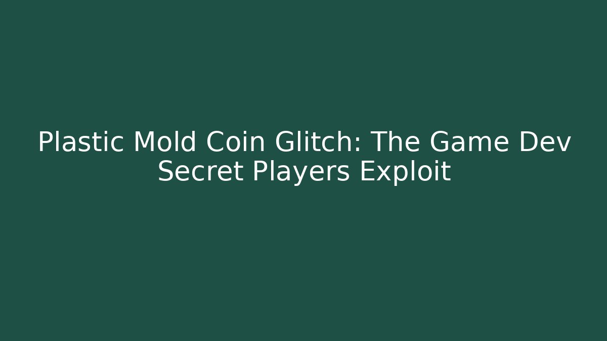 Plastic Mold Coin Glitch: The Game Dev Secret Players Exploit