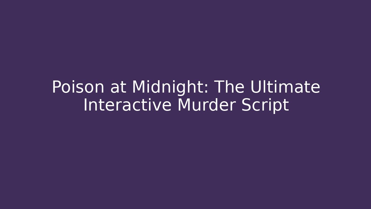 Poison at Midnight: The Ultimate Interactive Murder Script - Método de Aprovação