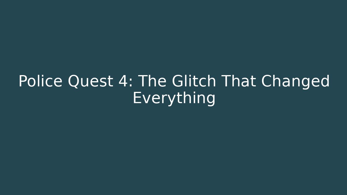 Police Quest 4: The Glitch That Changed Everything