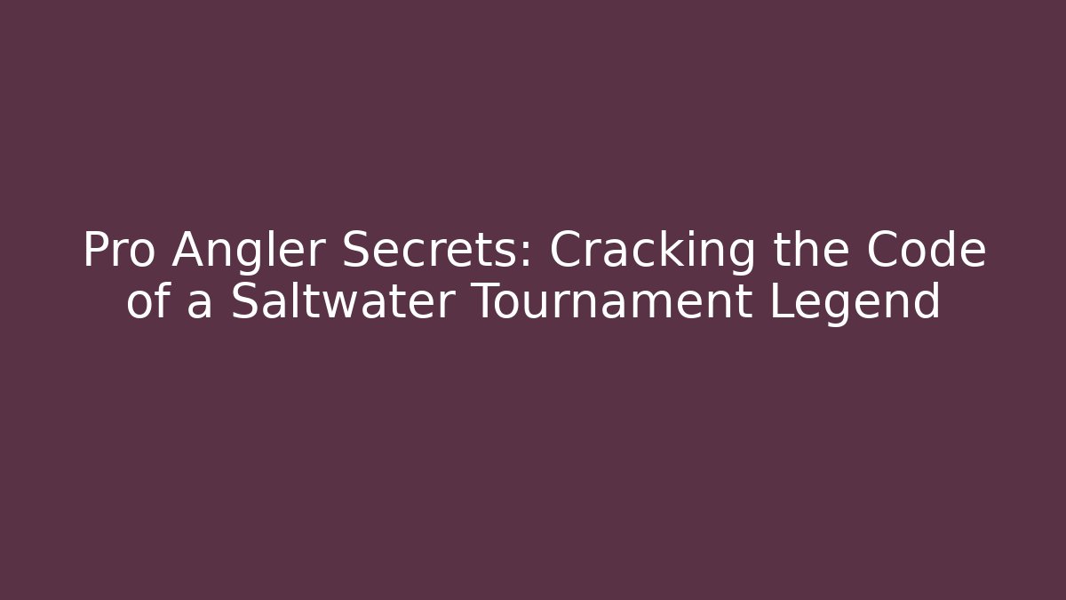 Pro Angler Secrets: Cracking the Code of a Saltwater Tournament Legend