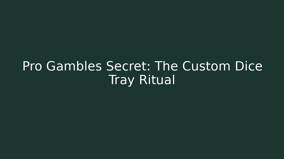 Pro Gambles Secret: The Custom Dice Tray Ritual