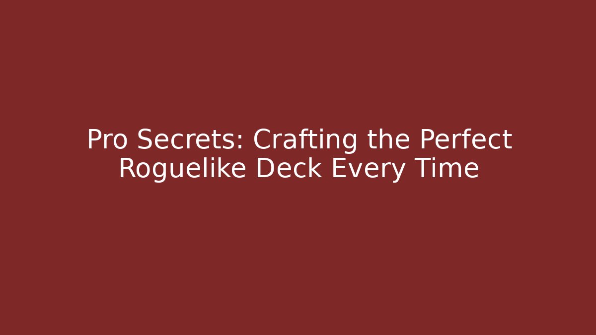 Pro Secrets: Crafting the Perfect Roguelike Deck Every Time
