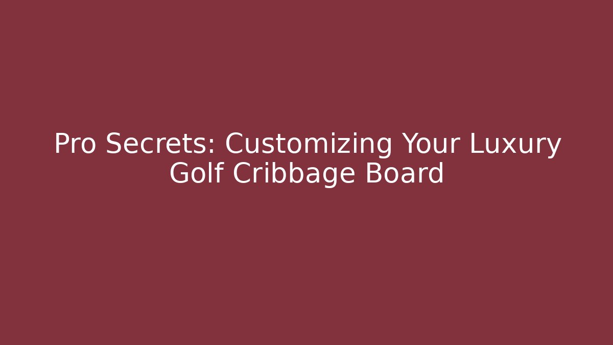 Pro Secrets: Customizing Your Luxury Golf Cribbage Board