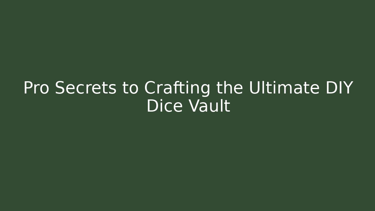 Pro Secrets to Crafting the Ultimate DIY Dice Vault