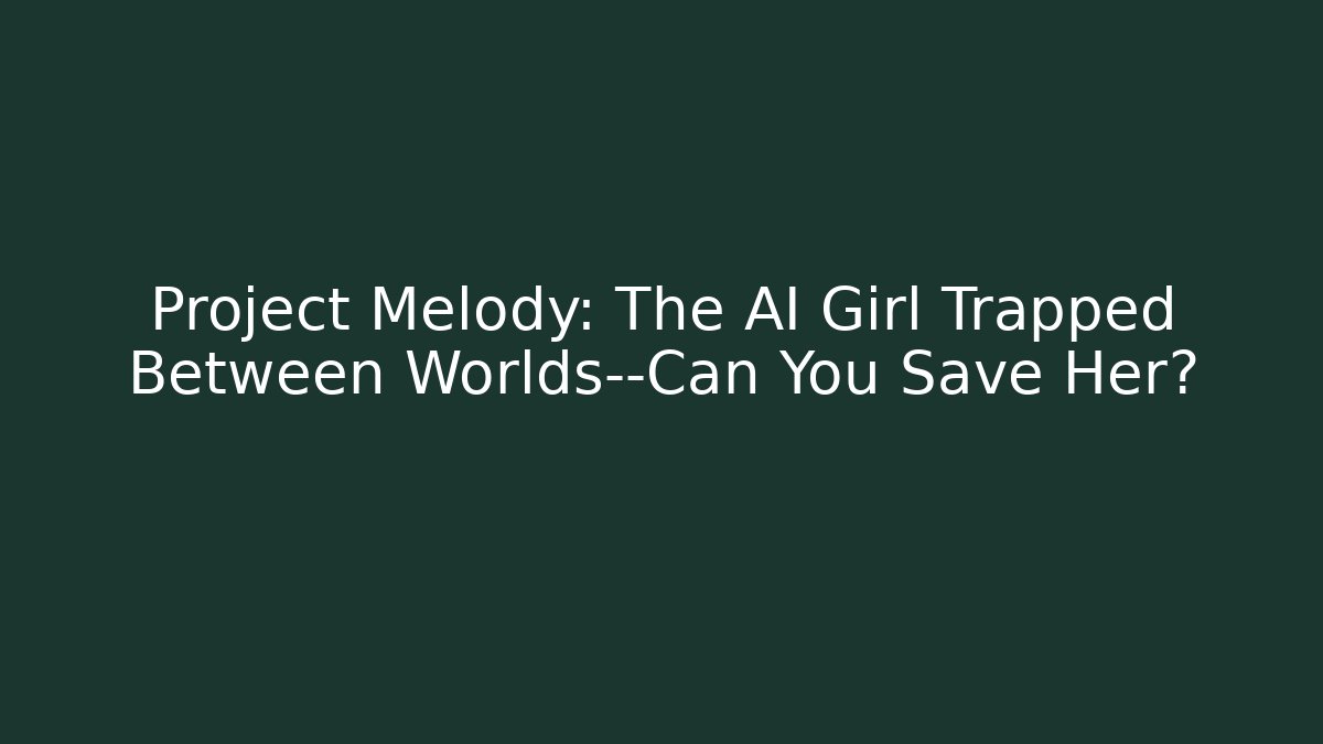 Project Melody: The AI Girl Trapped Between Worlds—Can You Save Her?