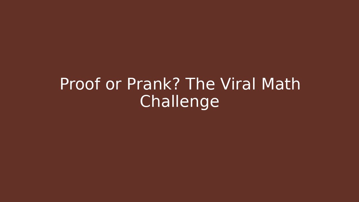 Proof or Prank? The Viral Math Challenge