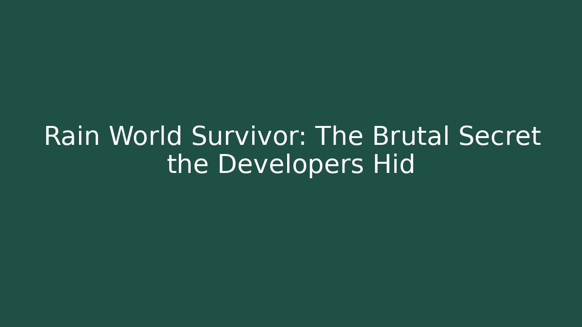 Rain World Survivor: The Brutal Secret the Developers Hid