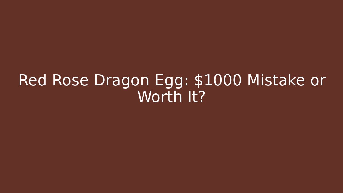 Red Rose Dragon Egg: $1000 Mistake or Worth It?
