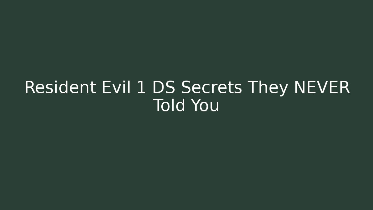 Resident Evil 1 DS Secrets They NEVER Told You - Método de Aprovação