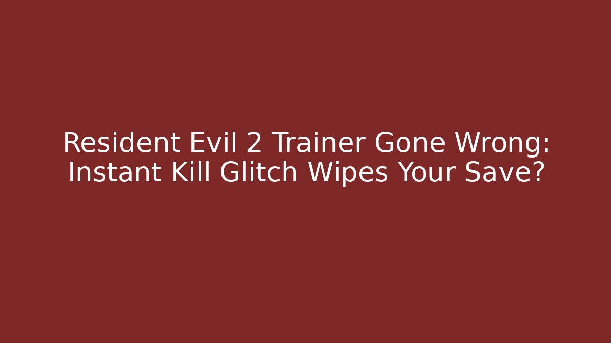 Resident Evil 2 Trainer Gone Wrong: Instant Kill Glitch Wipes Your Save?