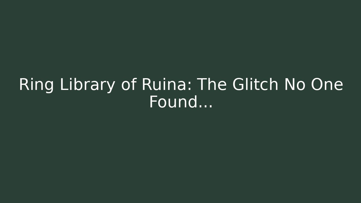 Ring Library of Ruina: The Glitch No One Found...