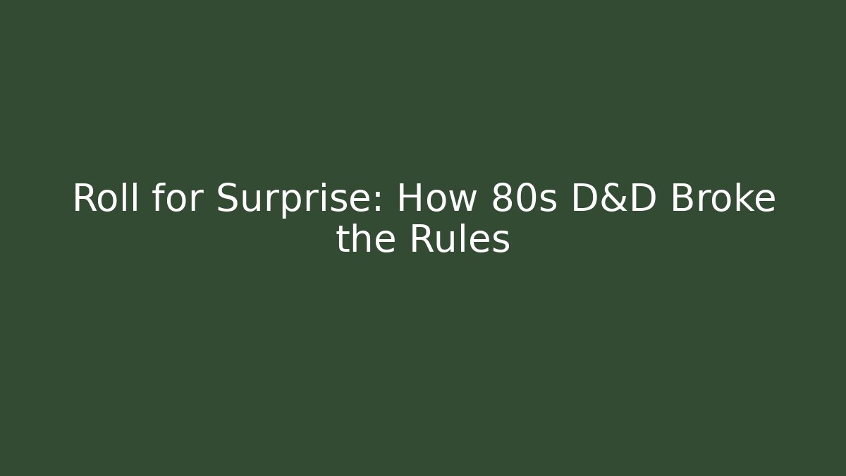 Roll for Surprise: How 80s D&D Broke the Rules