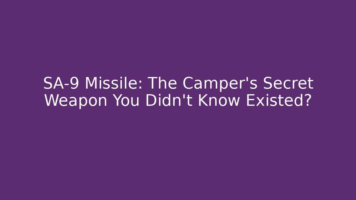SA-9 Missile: The Camper’s Secret Weapon You Didn’t Know Existed?