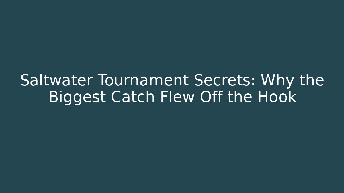 Saltwater Tournament Secrets: Why the Biggest Catch Flew Off the Hook