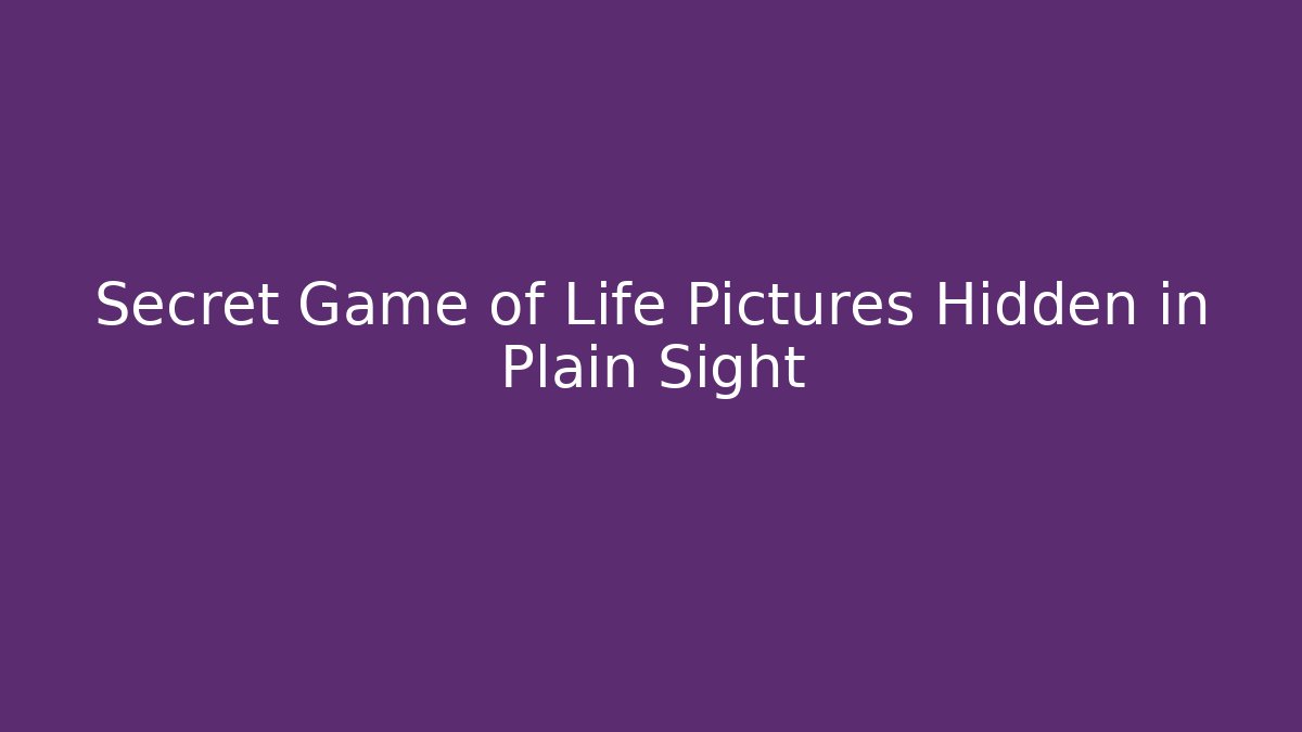 Secret Game of Life Pictures Hidden in Plain Sight