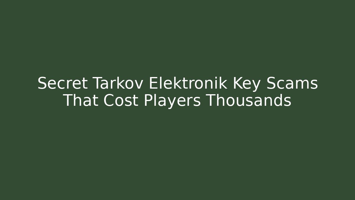 Secret Tarkov Elektronik Key Scams That Cost Players Thousands
