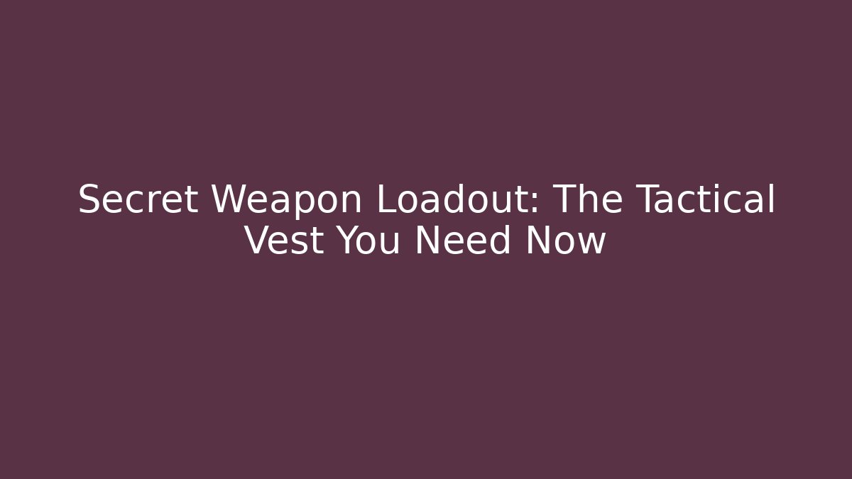 Secret Weapon Loadout: The Tactical Vest You Need Now