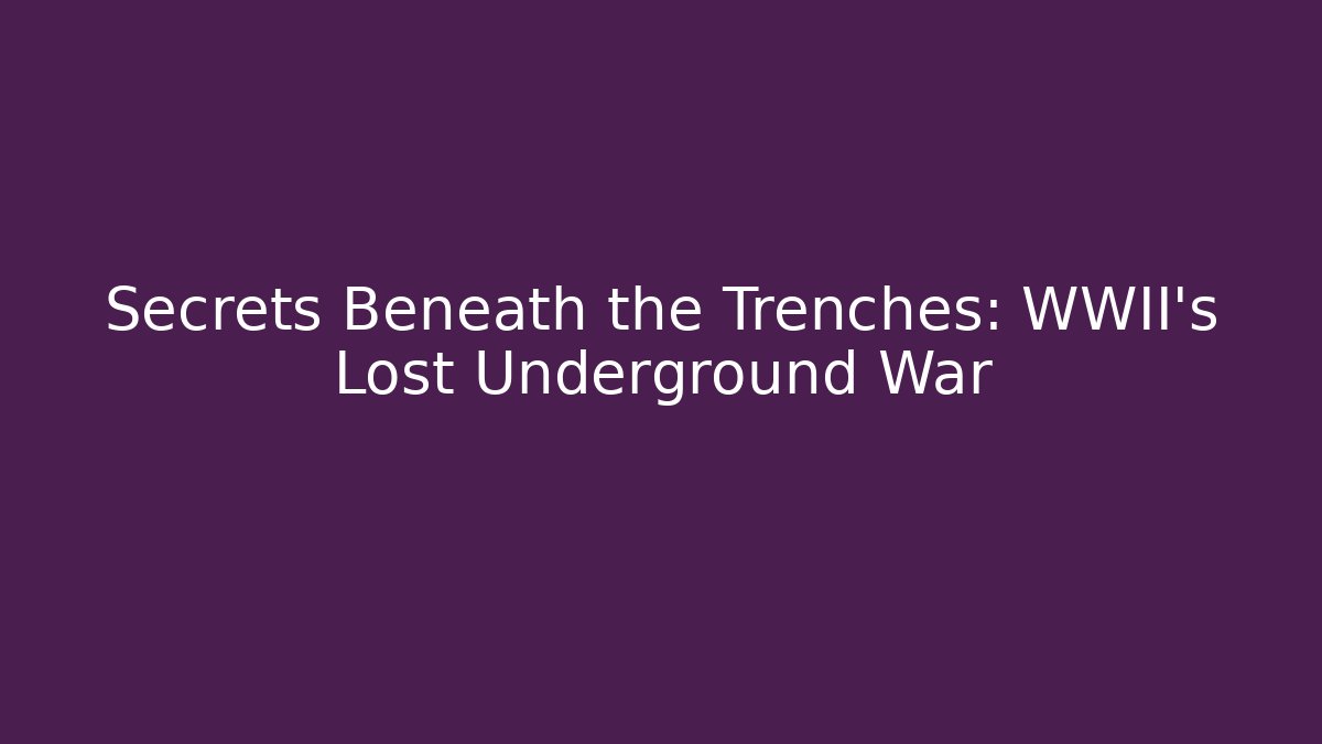 Secrets Beneath the Trenches: WWII's Lost Underground War