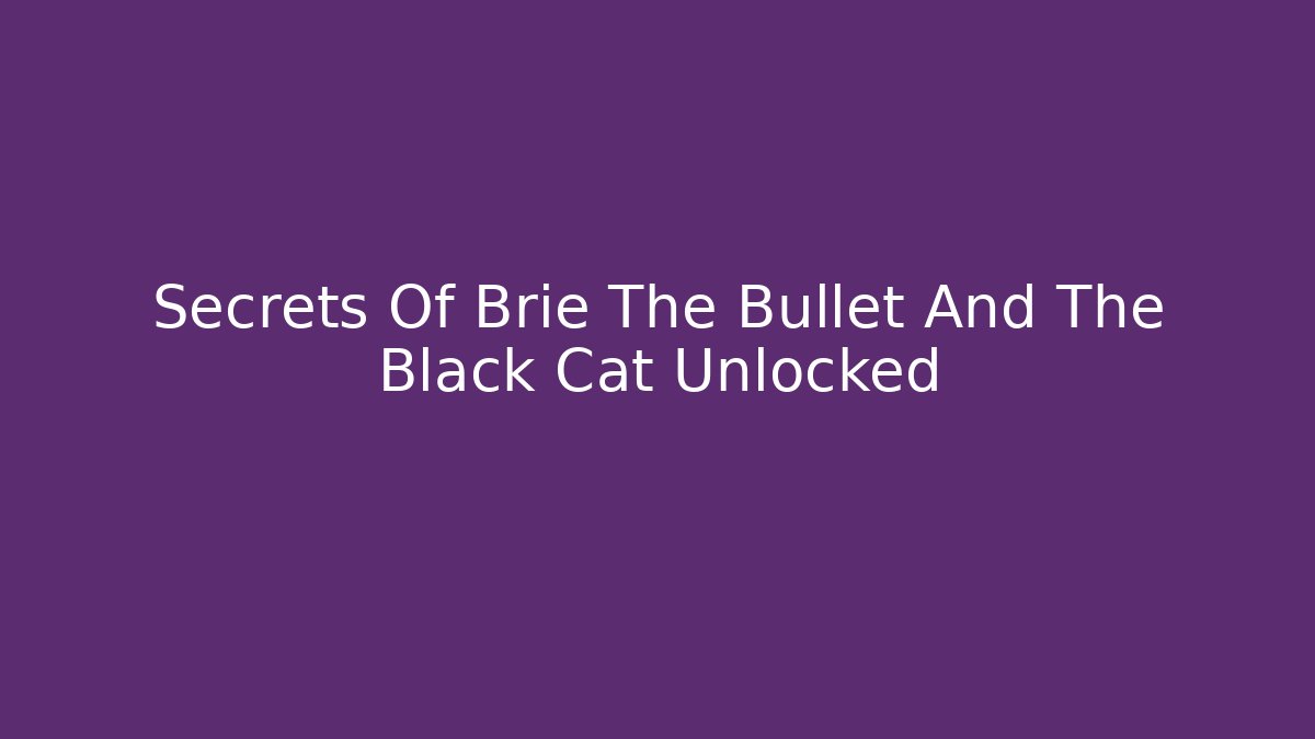Secrets Of Brie The Bullet And The Black Cat Unlocked