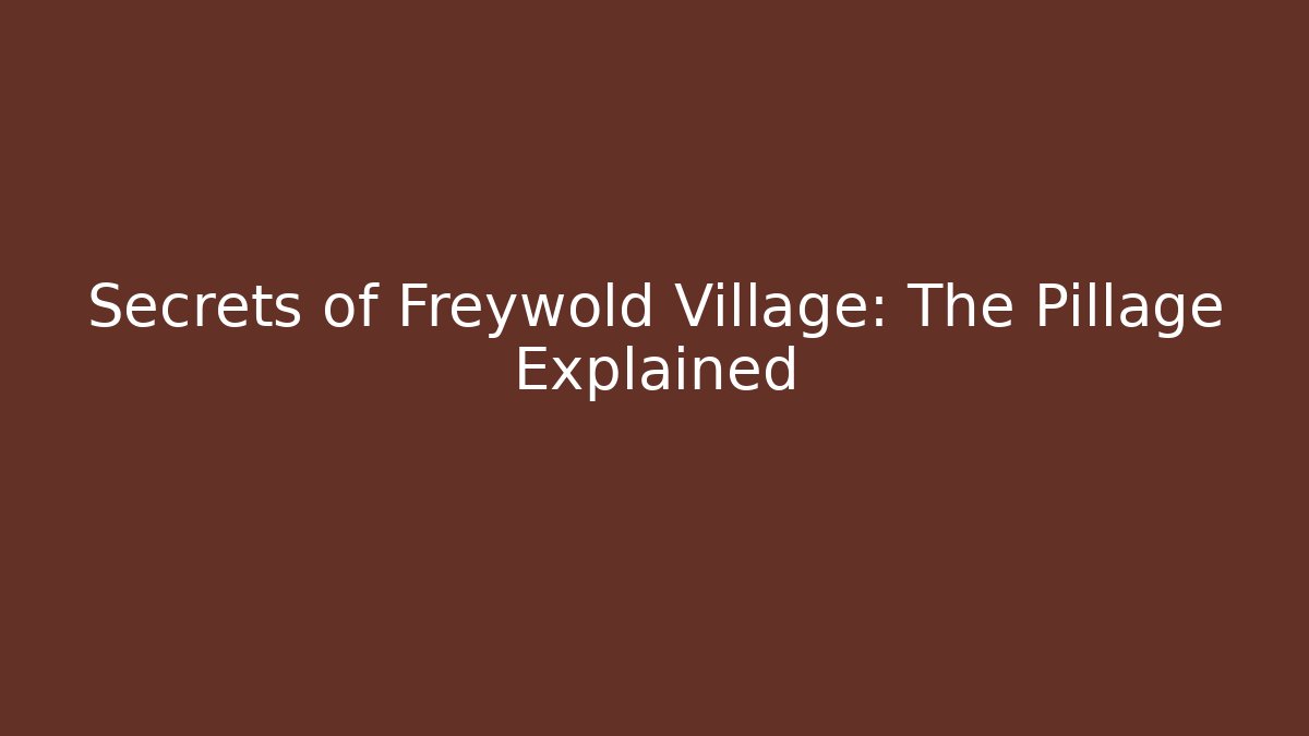 Secrets of Freywold Village: The Pillage Explained