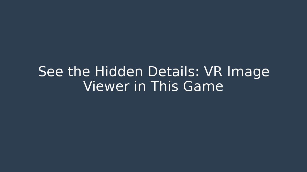 See the Hidden Details: VR Image Viewer in This Game