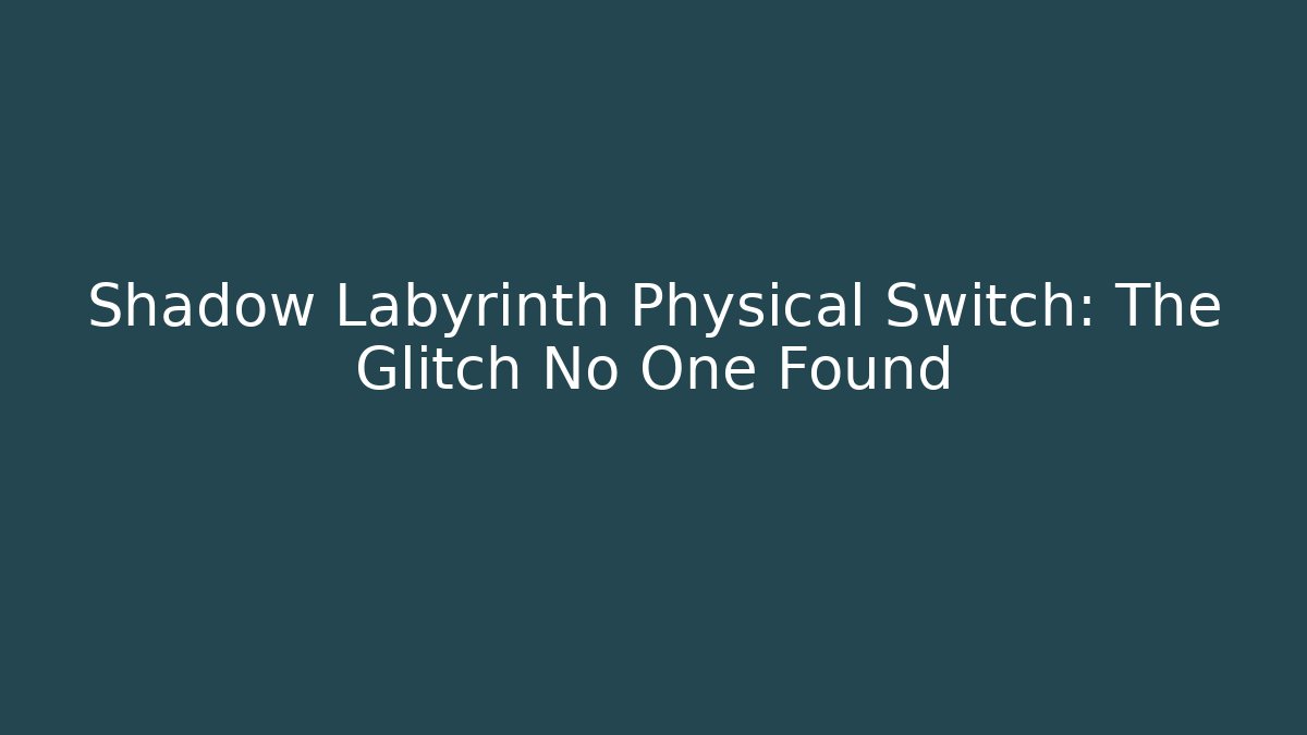 Shadow Labyrinth Physical Switch: The Glitch No One Found