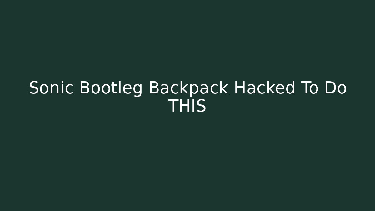 Sonic Bootleg Backpack Hacked To Do THIS