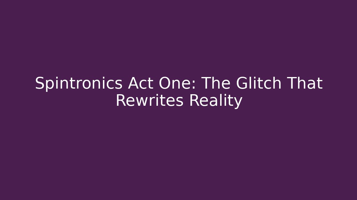 Spintronics Act One: The Glitch That Rewrites Reality