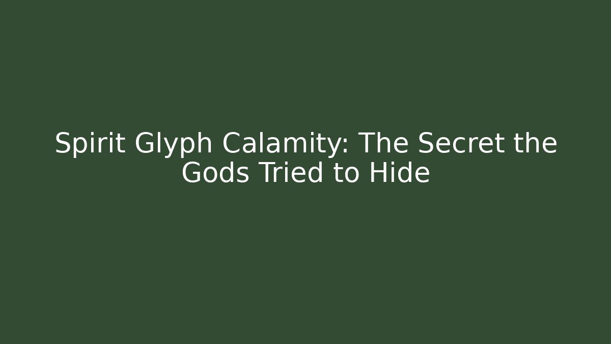 Spirit Glyph Calamity: The Secret the Gods Tried to Hide