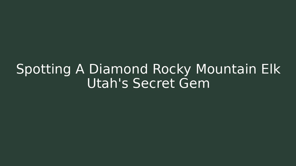 Spotting A Diamond Rocky Mountain Elk Utah's Secret Gem