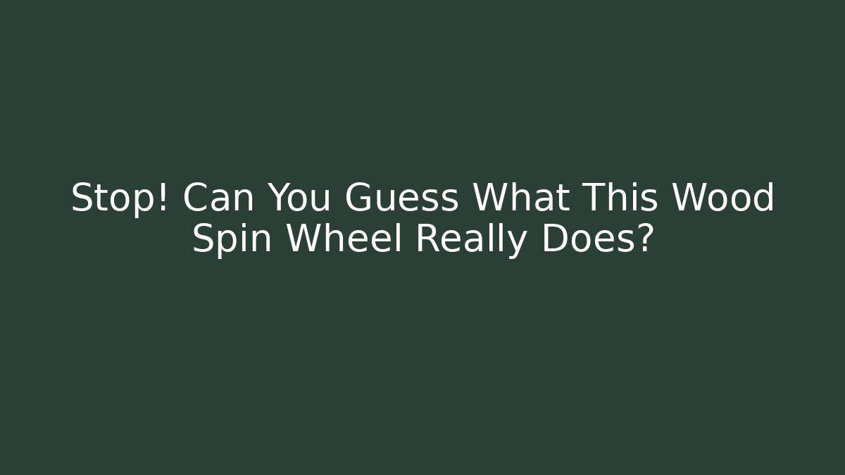 Stop! Can You Guess What This Wood Spin Wheel Really Does?