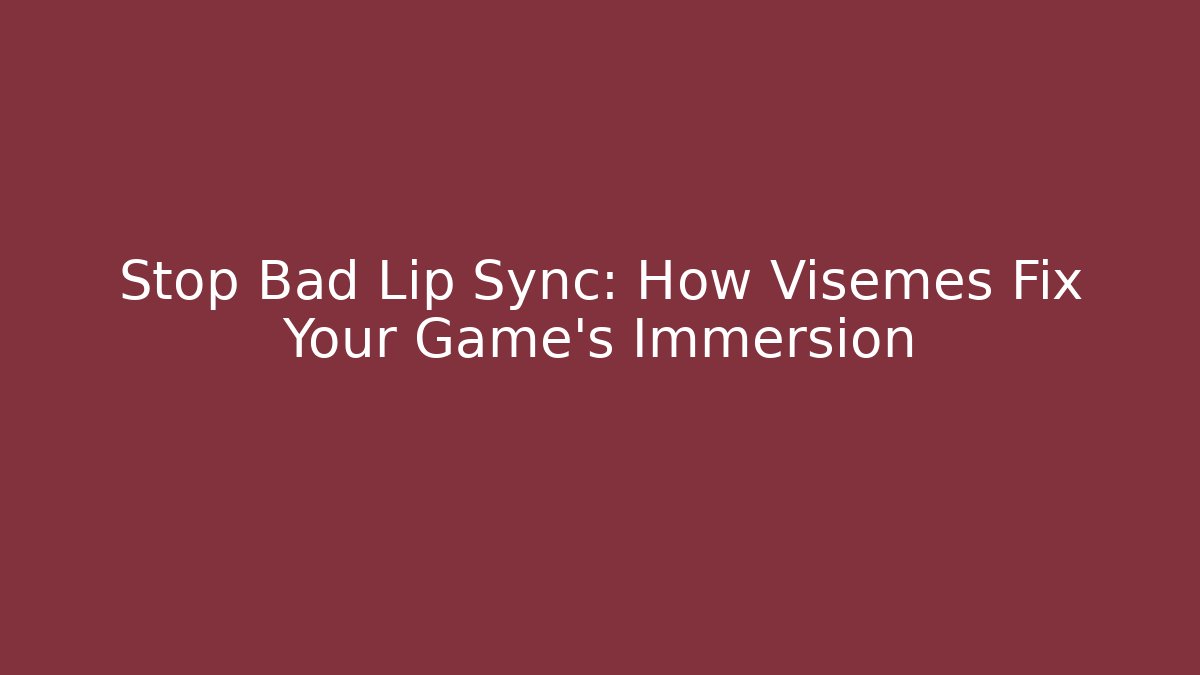 Stop Bad Lip Sync: How Visemes Fix Your Game's Immersion