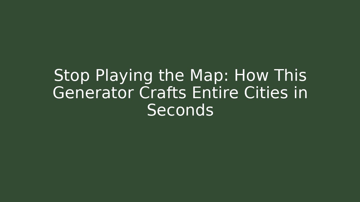 Stop Playing the Map: How This Generator Crafts Entire Cities in Seconds