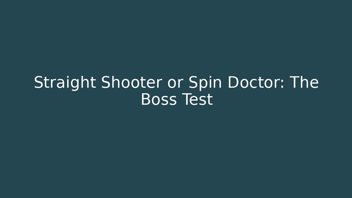 Straight Shooter or Spin Doctor: The Boss Test - Método de Aprovação