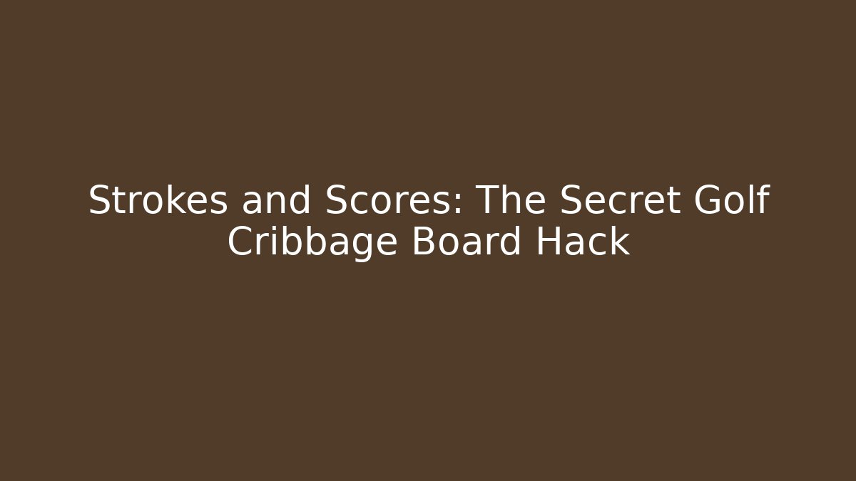 Strokes and Scores: The Secret Golf Cribbage Board Hack