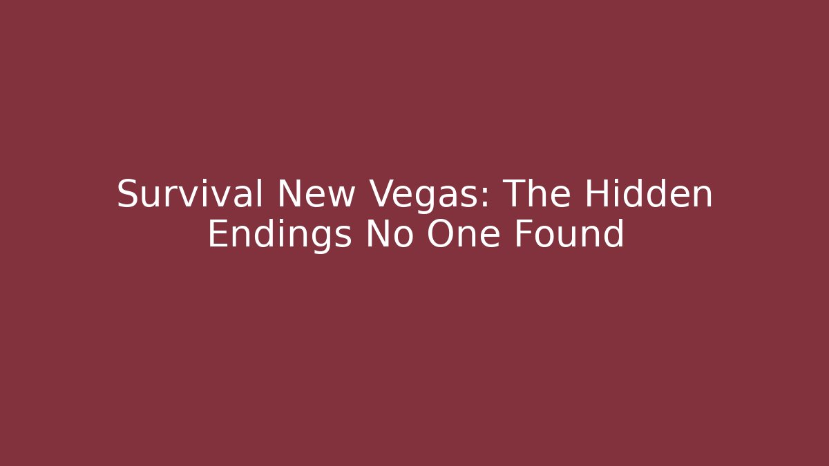 Survival New Vegas: The Hidden Endings No One Found