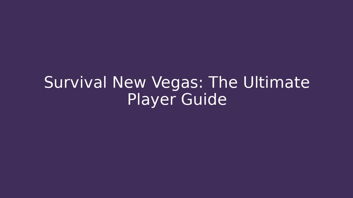 Survival New Vegas: The Ultimate Player Guide